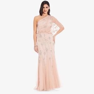 ADRIANNA PAPELL One Shoulder Beaded Gown - Size 4